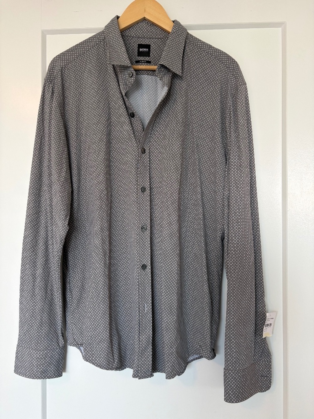 Boss Sharp Fit Dress Shirt Size XL Gray Micro Print NWT — New With Tags
